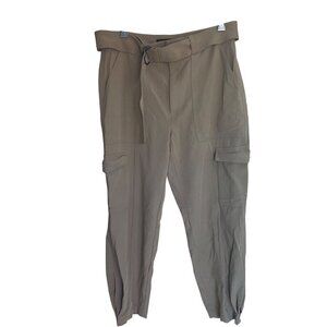 Banana Republic Womens Pants Size 12 Tan Tapered Cargo Belted Stretch Casual